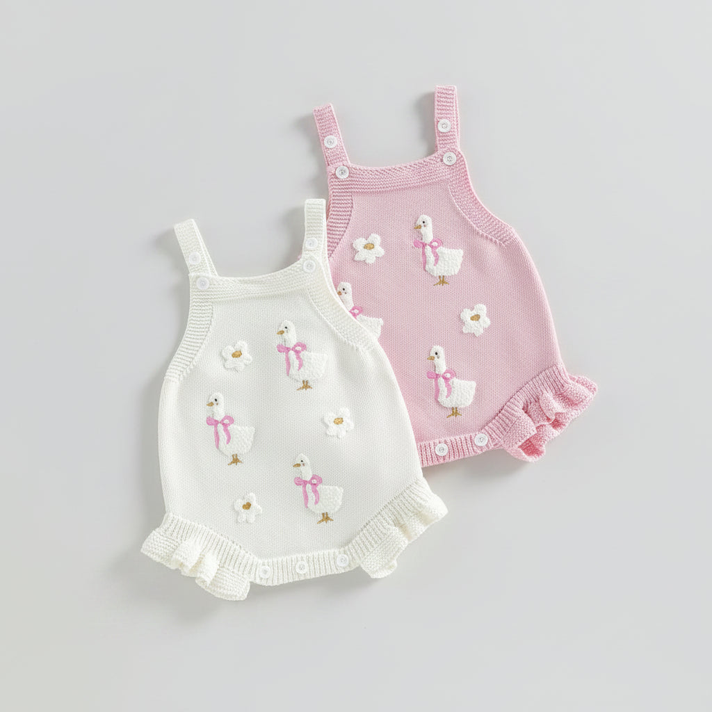 Cotton Goose Embroidered Knit Romper