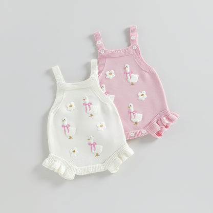 Cotton Goose Embroidered Knit Romper
