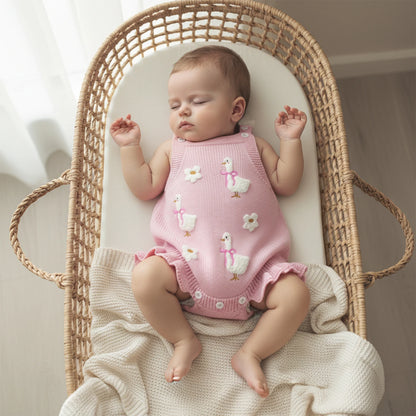 Cotton Goose Embroidered Knit Romper