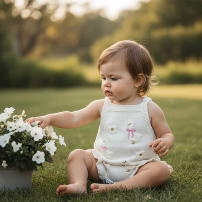Cotton Goose Embroidered Knit Romper