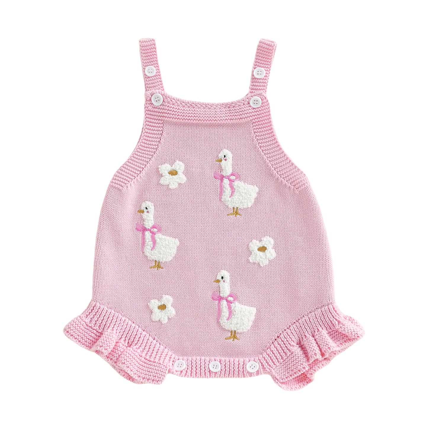 Cotton Goose Embroidered Knit Romper