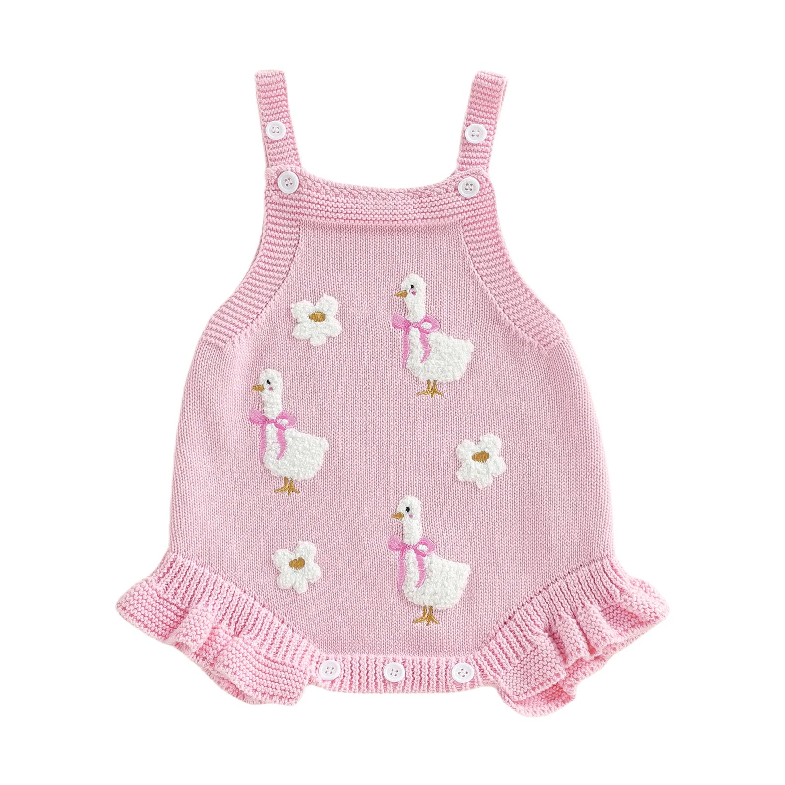 Cotton Goose Embroidered Knit Romper