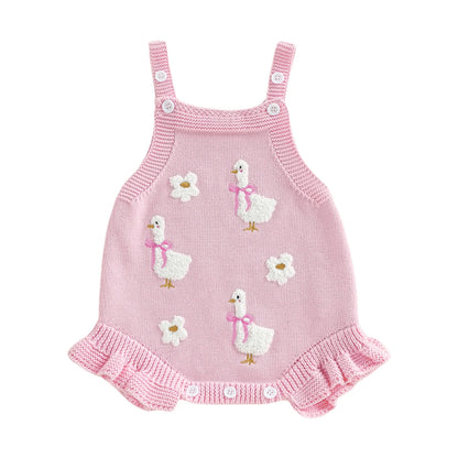 Cotton Goose Embroidered Knit Romper