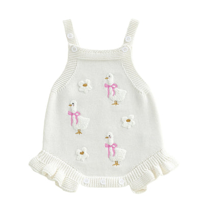 Cotton Goose Embroidered Knit Romper