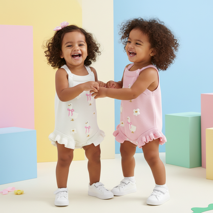 Cotton Goose Embroidered Knit Romper