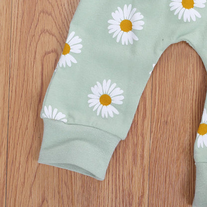 100% Cotton Daisy Floral Print Sweatshirt Pants & Headband Set