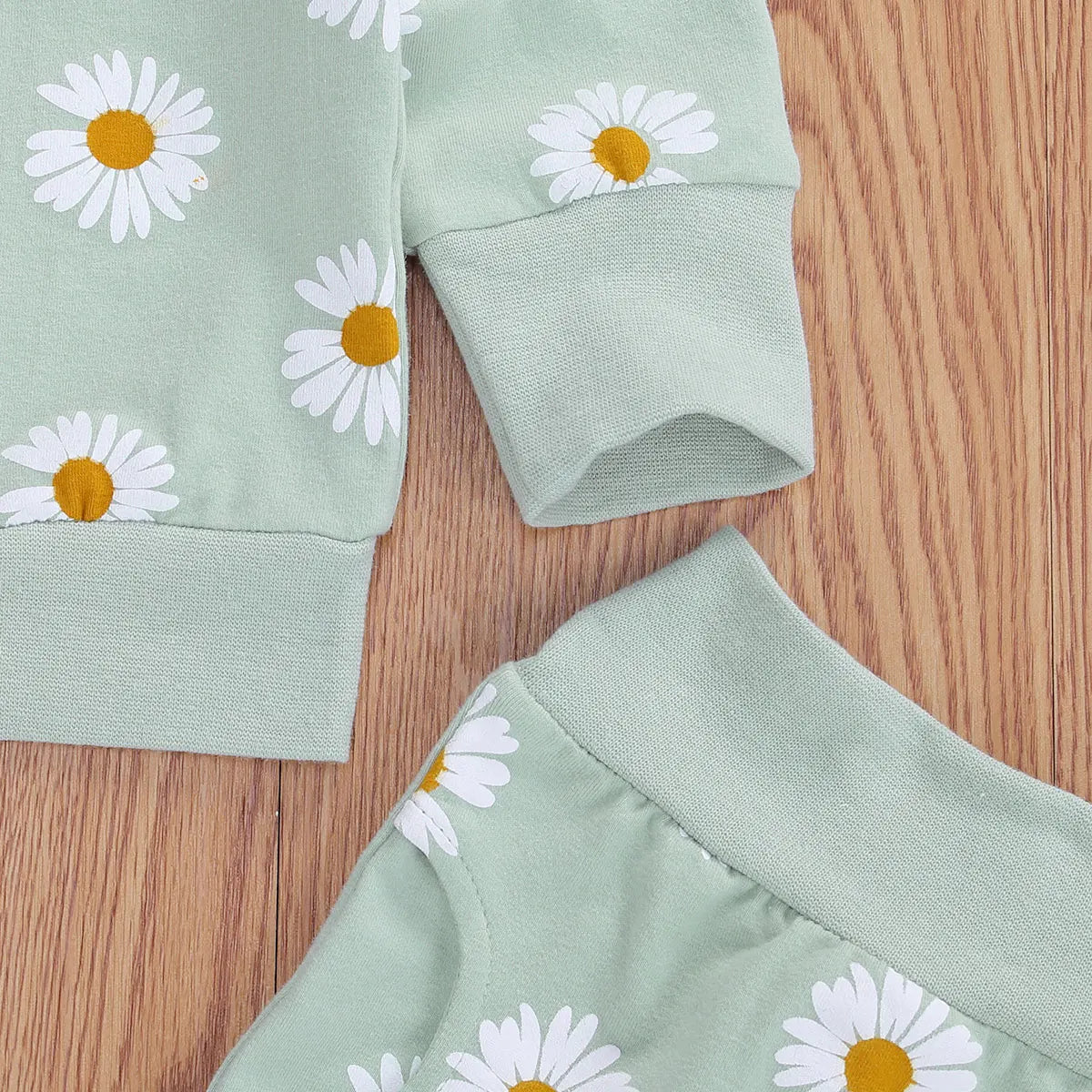 100% Cotton Daisy Floral Print Sweatshirt Pants & Headband Set