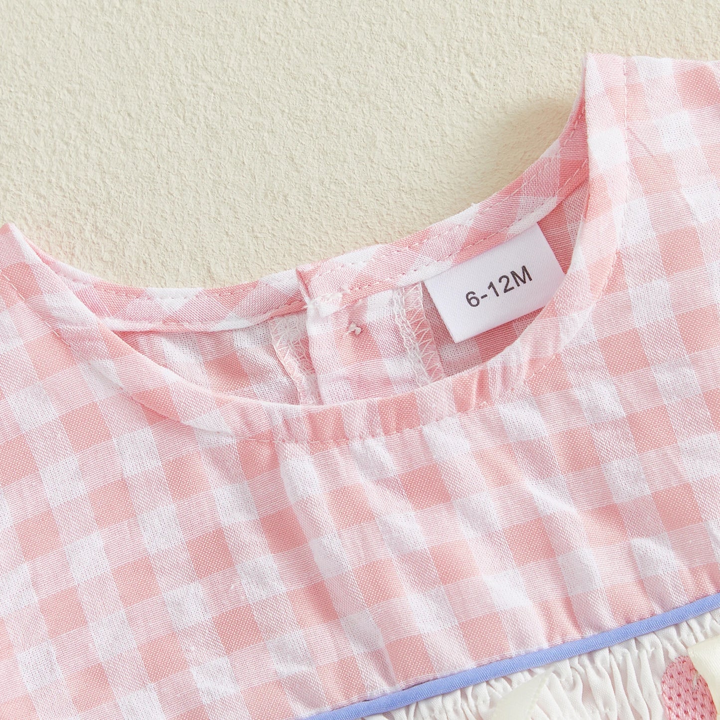 Gingham Dress With Pom Pom & Bow Detail Set
