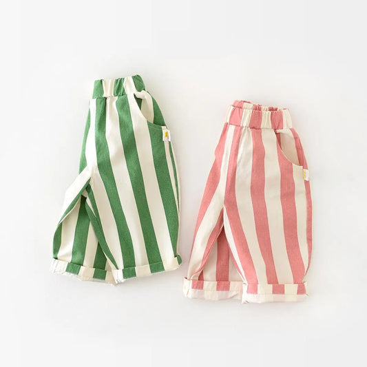 Cotton Kids Striped Elastic Waist Pants