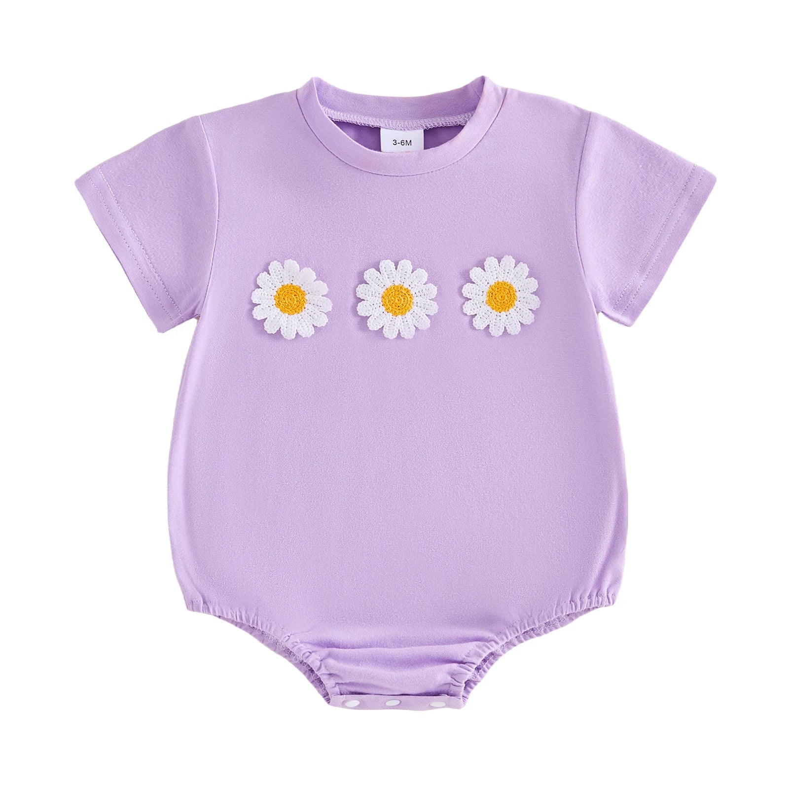 Cotton Daisy Embroidered Cotton Bodysuits In Pastel Colors