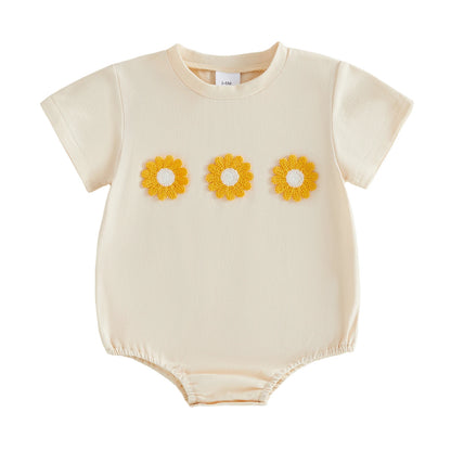 Cotton Daisy Embroidered Cotton Bodysuits In Pastel Colors