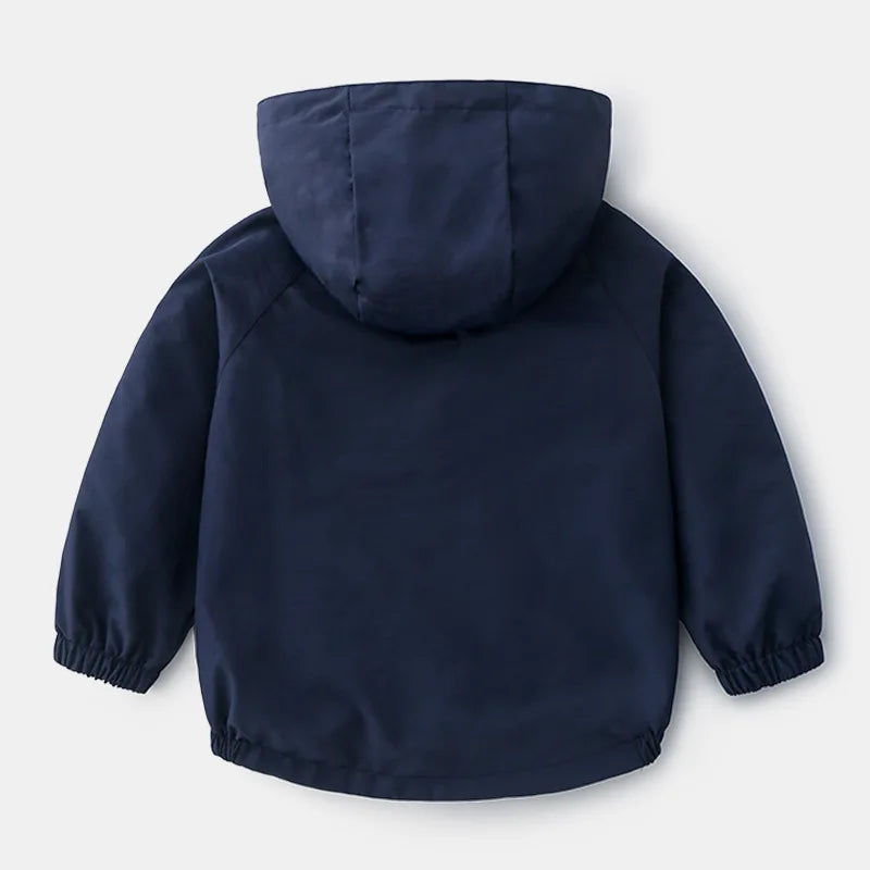 Boys Lightweight Hooded Zip Jacket – Cartoon Detail Everyday Layer