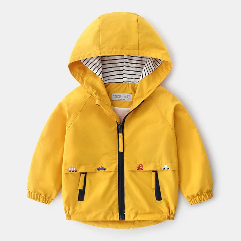 Boys Lightweight Hooded Zip Jacket – Cartoon Detail Everyday Layer