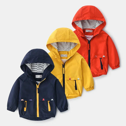 Boys Lightweight Hooded Zip Jacket – Cartoon Detail Everyday Layer