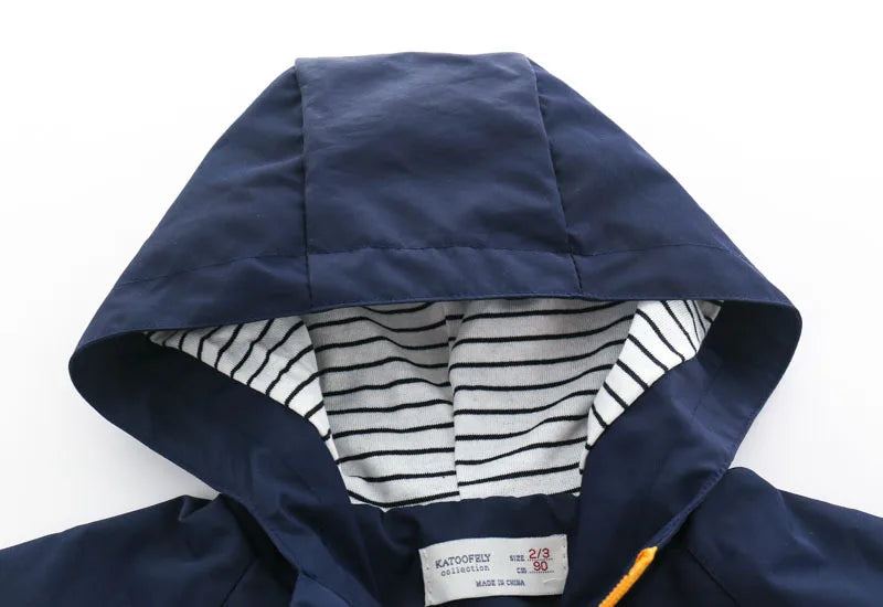 Boys Lightweight Hooded Zip Jacket – Cartoon Detail Everyday Layer