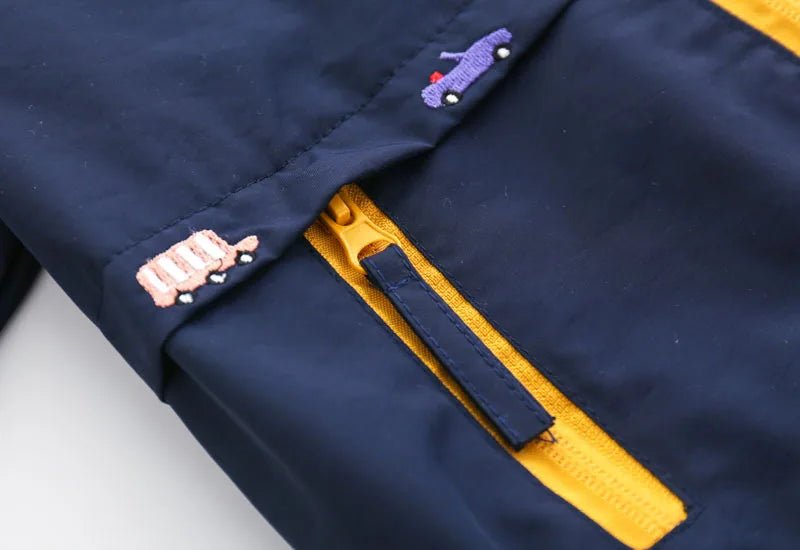 Boys Lightweight Hooded Zip Jacket – Cartoon Detail Everyday Layer