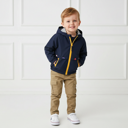 Boys Lightweight Hooded Zip Jacket – Cartoon Detail Everyday Layer