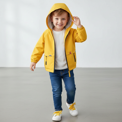Boys Lightweight Hooded Zip Jacket – Cartoon Detail Everyday Layer