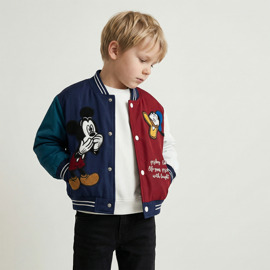 Varsity Jacket with Mickey & Donald Appliqué Jacket