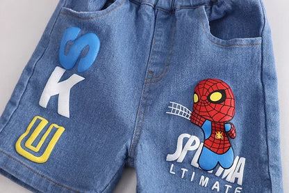 Spiderman Red Tee & Denim Shorts Set