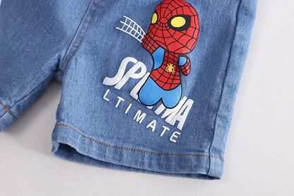 Spiderman Red Tee & Denim Shorts Set
