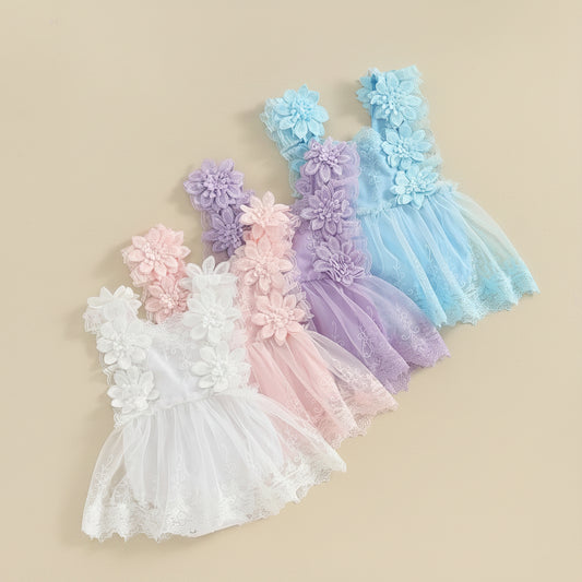 Cotton Lace Floral Dress & Matching Headband Set