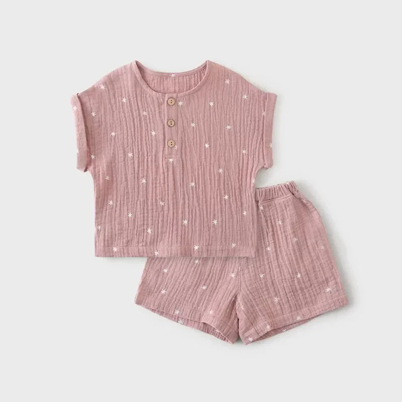 100% Organic Cotton Casual T-Shirt Top & Bottoms Set