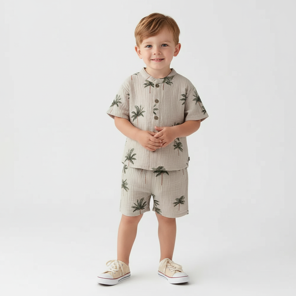 100% Organic Cotton Casual T-Shirt Top & Bottoms Set