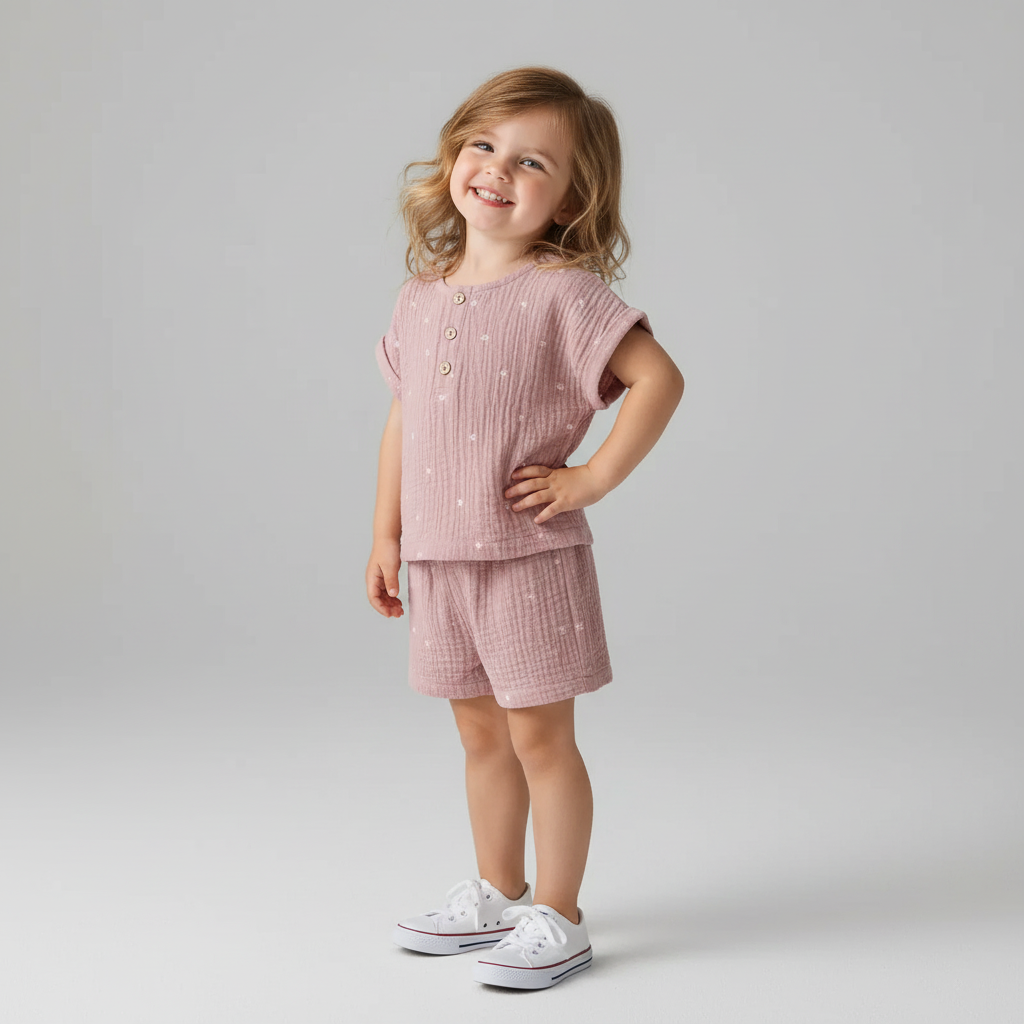 100% Organic Cotton Casual T-Shirt Top & Bottoms Set