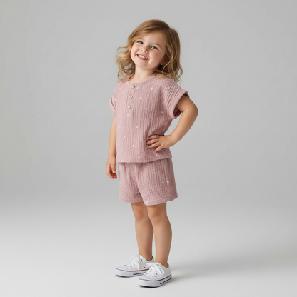 100% Organic Cotton Casual T-Shirt Top & Bottoms Set