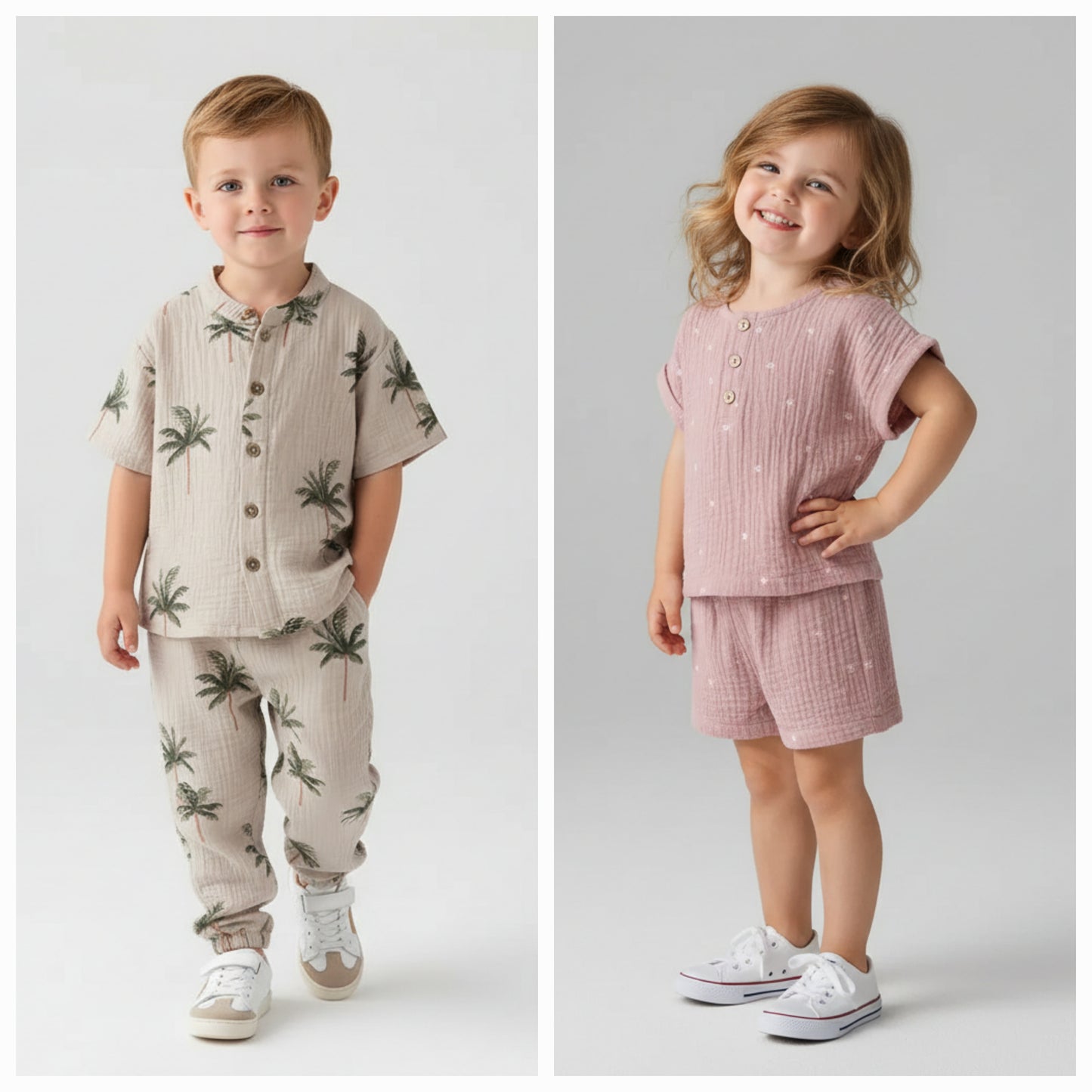 100% Organic Cotton Casual T-Shirt Top & Bottoms Set