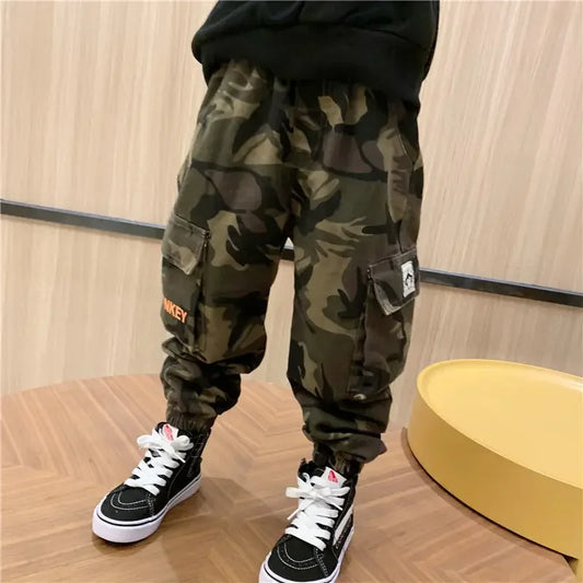 Camo Cargo Pants With Elastic Ankles