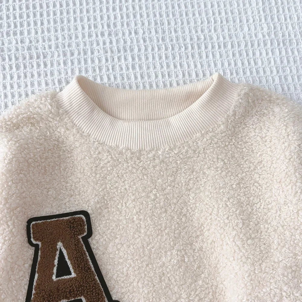 Cozy Sherpa Sweatshirt With Brown Skirt Set