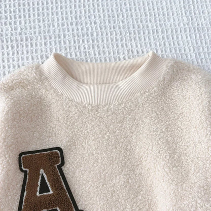 Cozy Sherpa Sweatshirt With Brown Skirt Set