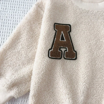 Cozy Sherpa Sweatshirt With Brown Skirt Set