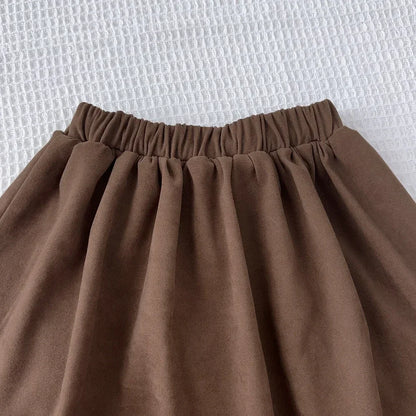 Cozy Sherpa Sweatshirt With Brown Skirt Set