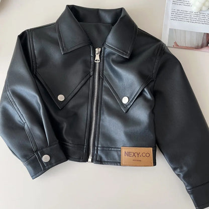 Faux Leather Jacket With Pleated Skirt Dress