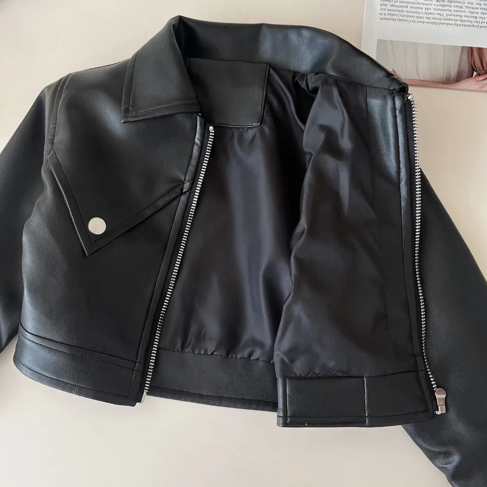 Faux Leather Jacket With Pleated Skirt Dress