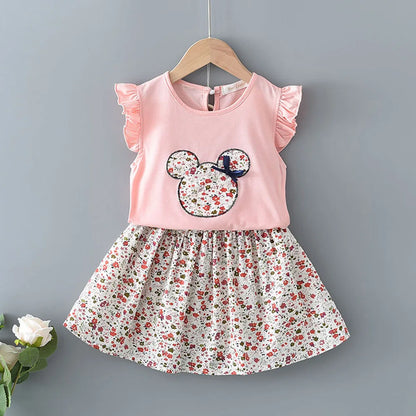 Minnie Mouse Flying Sleeve Top with Skirt Set