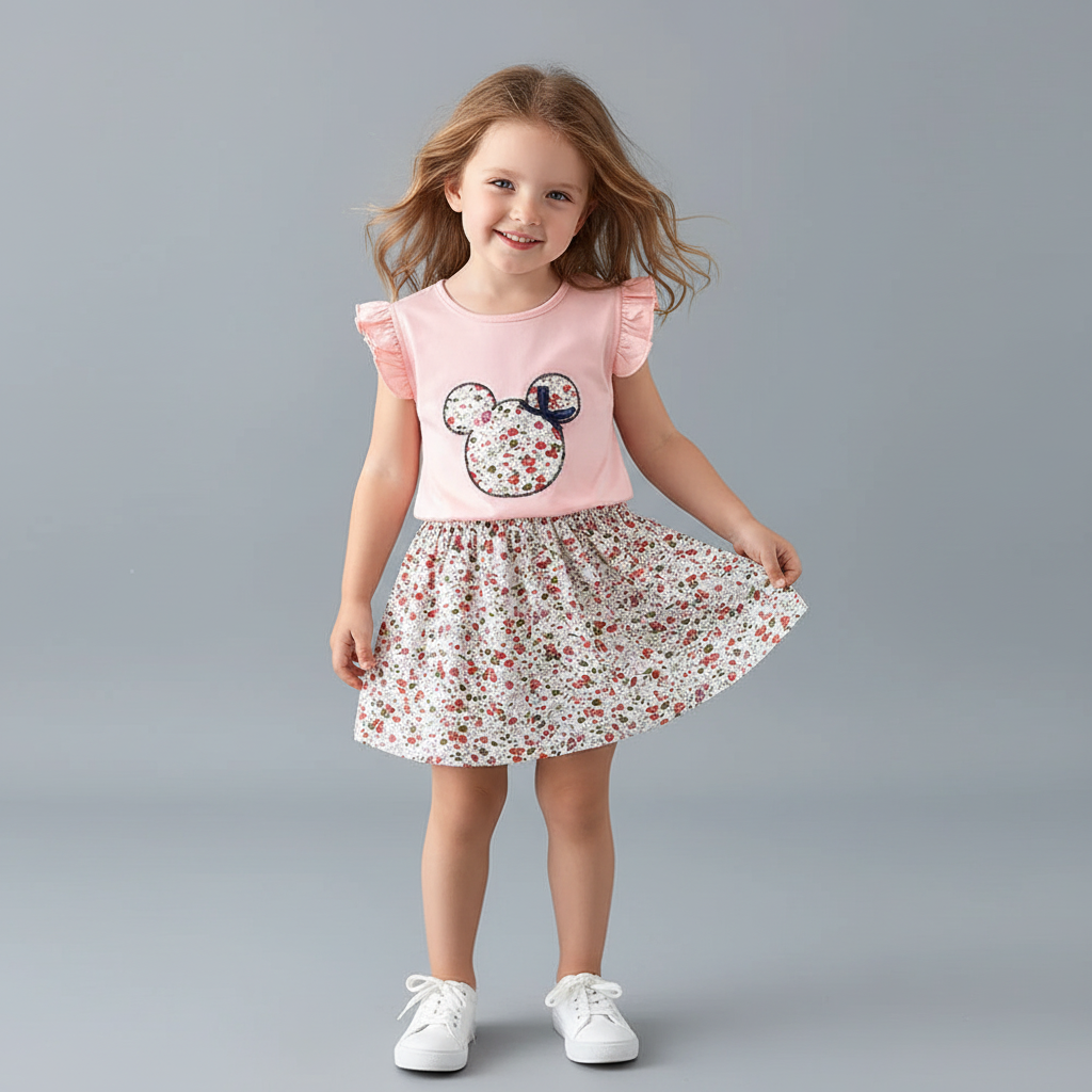 Minnie Mouse Flying Sleeve Top with Skirt Set