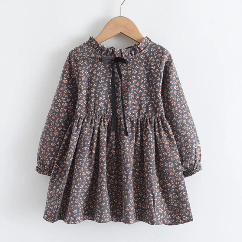 Floral Ruffle Collar Dress With Ribbon Detail