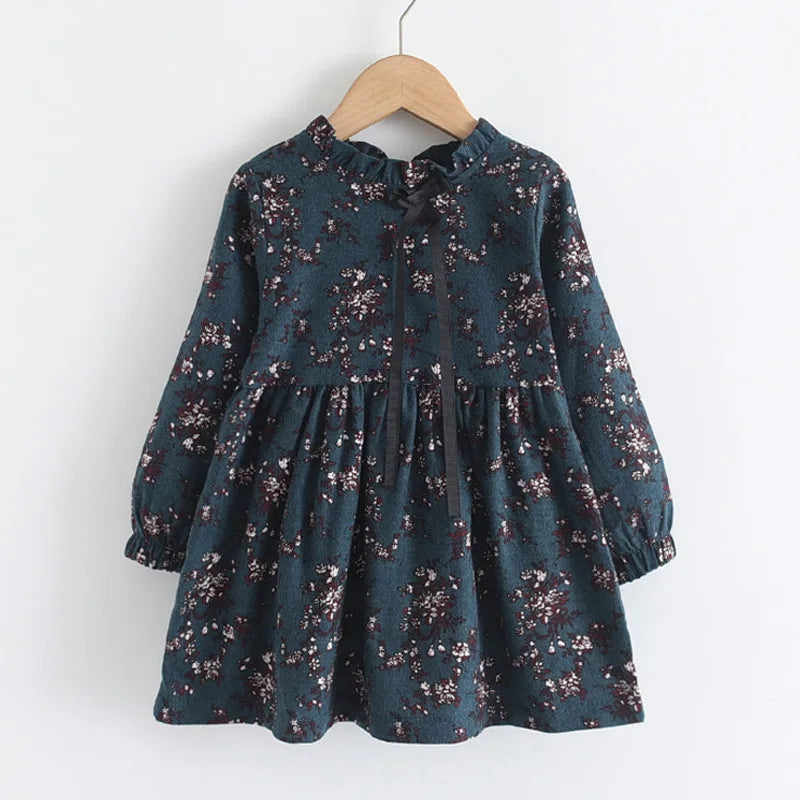 Floral Ruffle Collar Dress With Ribbon Detail