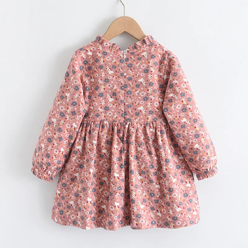Floral Ruffle Collar Dress With Ribbon Detail