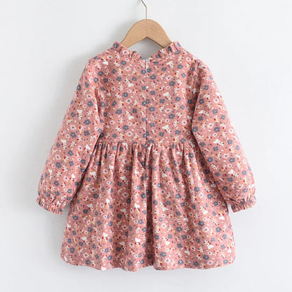 Floral Ruffle Collar Dress With Ribbon Detail