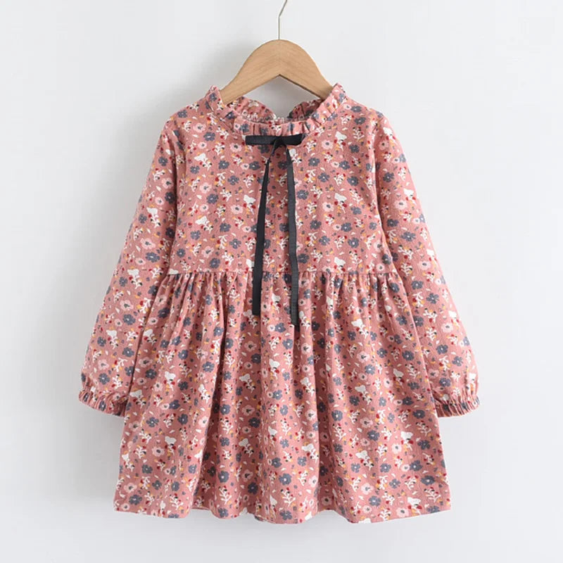Floral Ruffle Collar Dress With Ribbon Detail